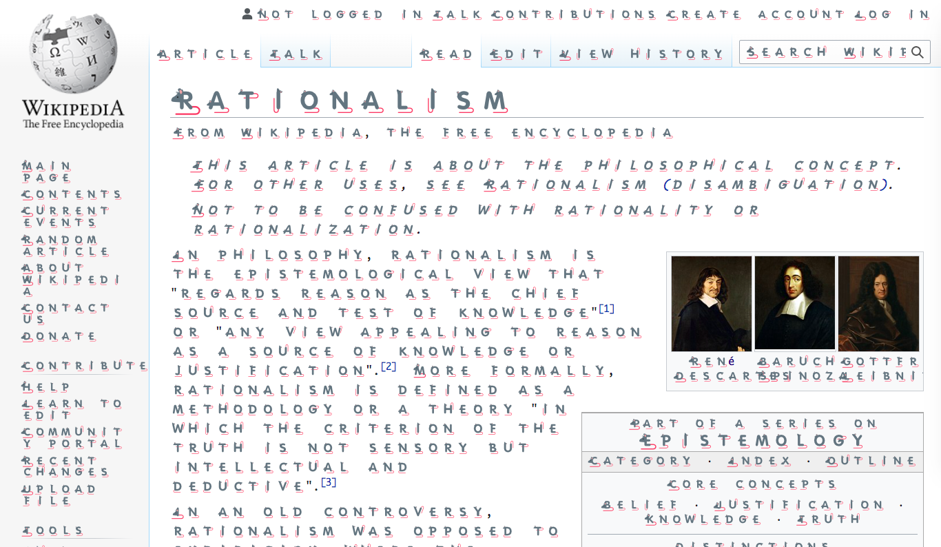 screenshot of wikipedia with this rat font set as default